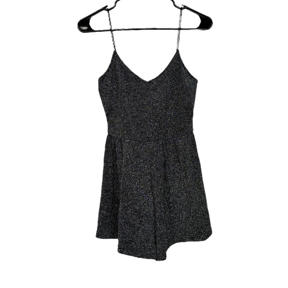 H&M Divided Black &‎ Silver Sparkly Sleeveless NYE Romper Size 2